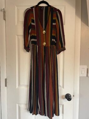 Zara Striped Block Print Midi Dress